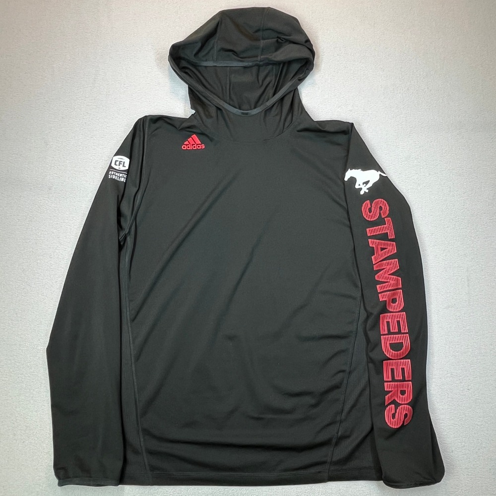 Adidas Calgary Stampeders CFL Authentic Sideline Hoodie Mens Medium Black CW0007